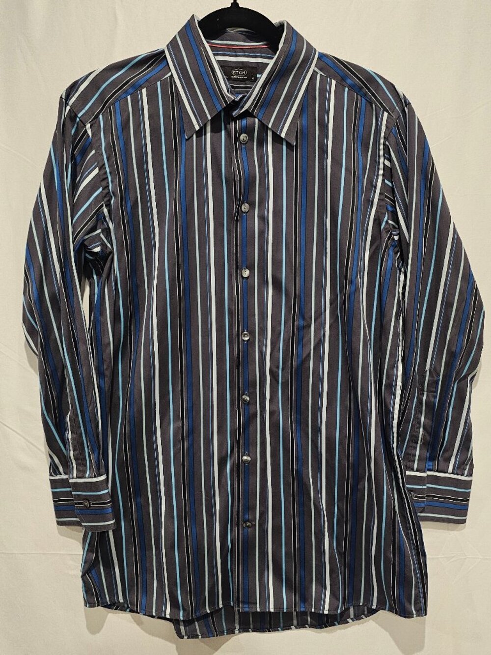 Eton Gangster 1928 Men's Striped Dress Shirt 16.5 42 Long Sleeve Button Up